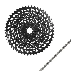 VERSCHLEISS SET SRAM XG-1275 GX Eagle Kassette Full Pin 10-50 Zähne schwarz + SRAM GX Eagle Kette silbe